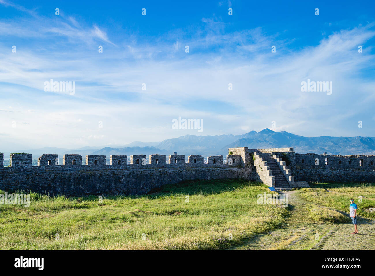 Panoramablick auf Albanien Natur von Rozafa Burg Stockfoto