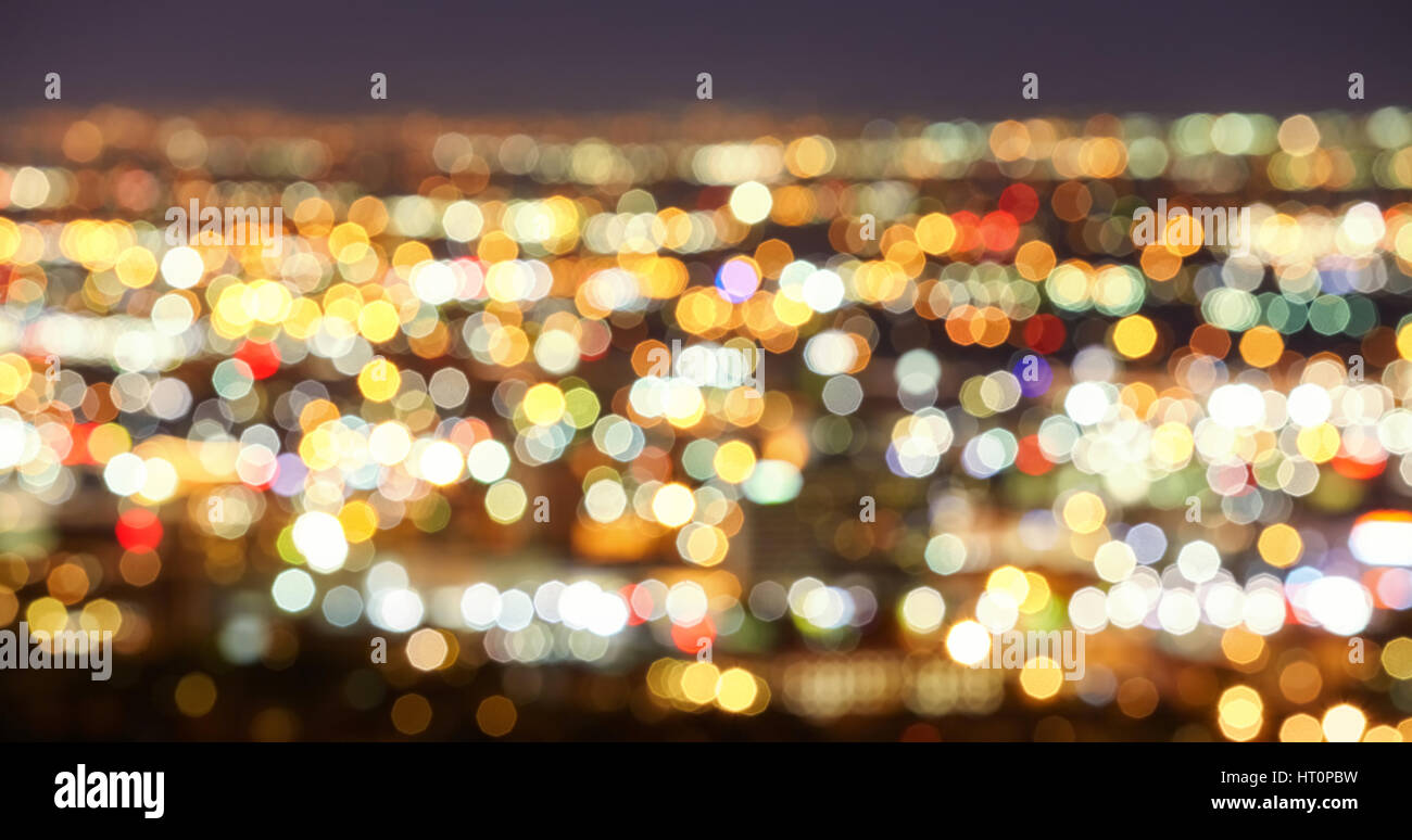 Lichter der Stadt, abstrakte städtischen Hintergrund unscharf. Stockfoto