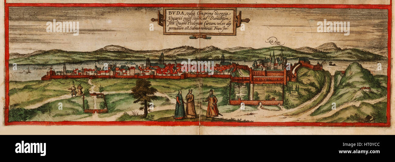 Buda, Vulgo Ofenpass (aus: Civitates Orbis Terrarium), 1572. Künstler: Braun, Georg (1541-1622) Stockfoto