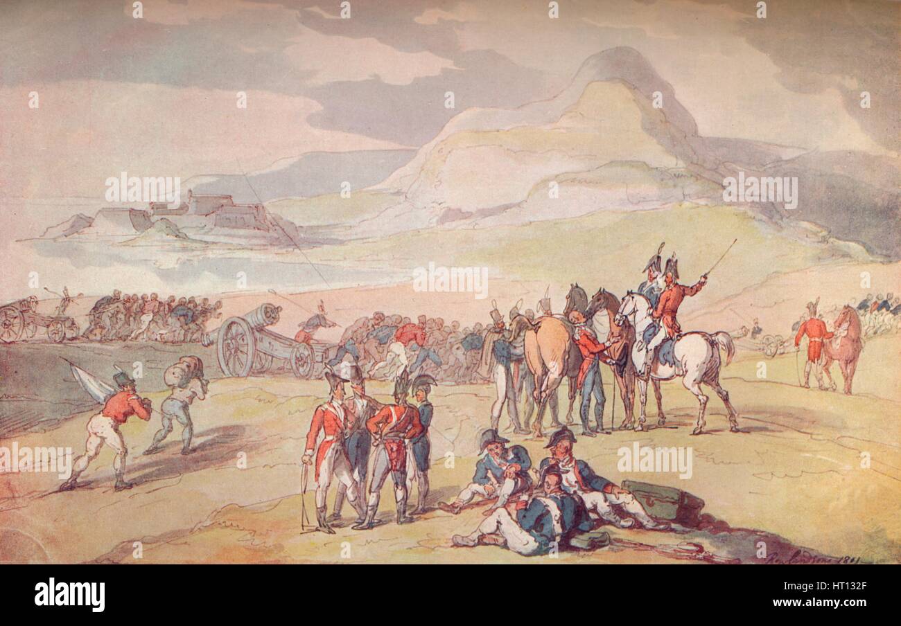 Militärische Szene: Landungstruppen und Waffen., 1801. (1914). Künstler: Thomas Rowlandson Stockfoto