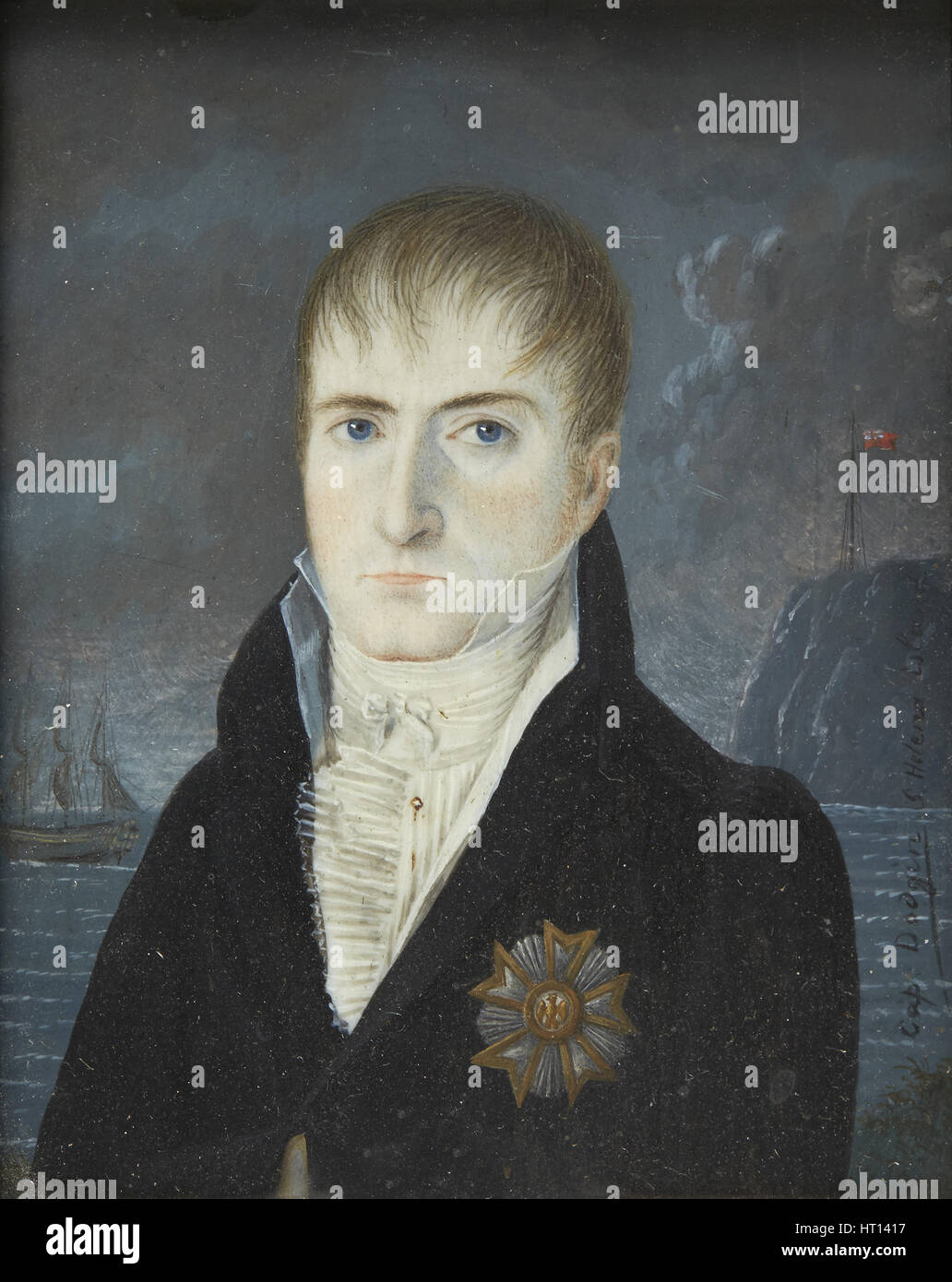 Porträt von Napoleon Bonaparte auf der Insel St. Helena, 1820. Künstler: Kapitän Dodgin (aktiv ca. 1820) Stockfoto