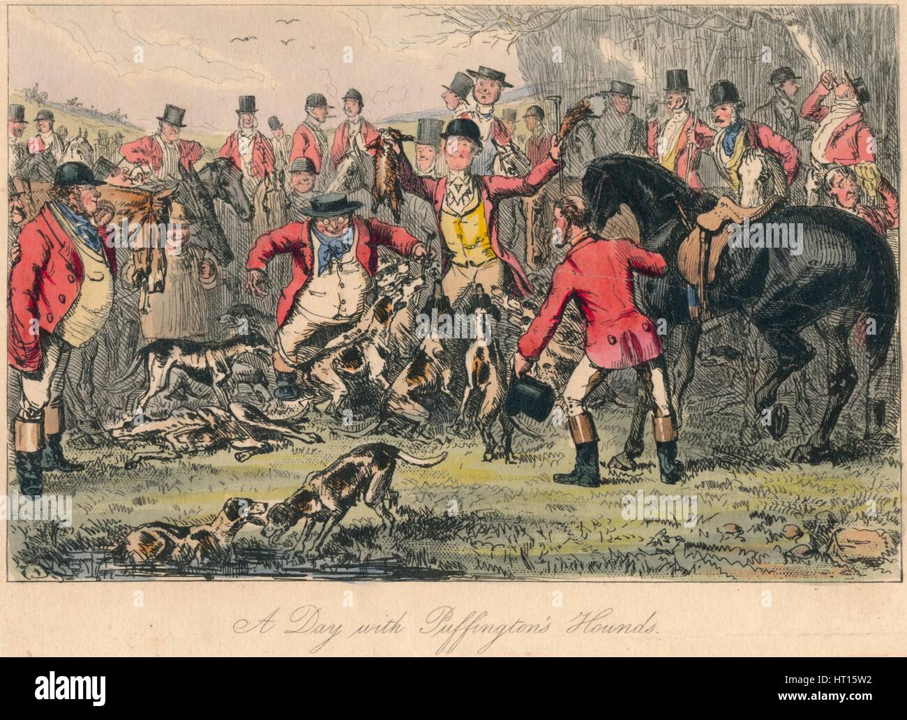 "Ein Tag mit Puffington Hounds", 1865. Künstler: Bradbury, Evans und Co, Hablot Knight Browne, John Leech. Stockfoto