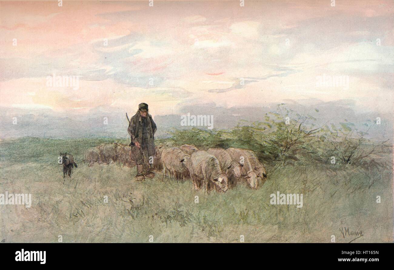 "Hirte und Herde", 19. Jahrhundert. Künstler: Anton Mauve. Stockfoto