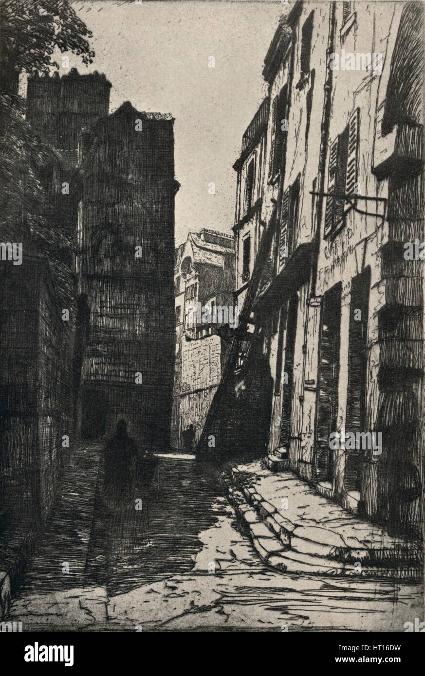 "Rue des Curieux-St Séverin', 1915. Stockfoto