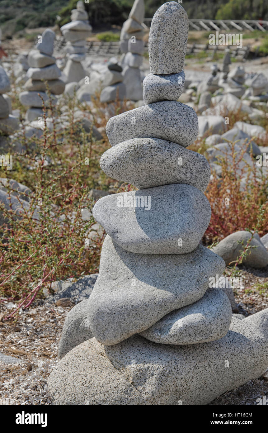 Blick auf Steinen Kunstwerke in harmonischem Gleichgewicht Stockfoto