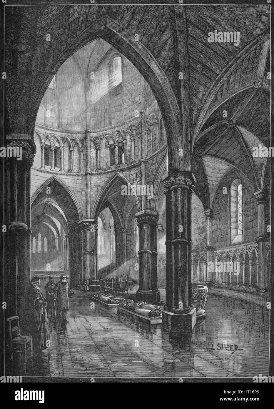 Innere der Temple Church, London, 1905. Künstler: Lancelot Geschwindigkeit. Stockfoto