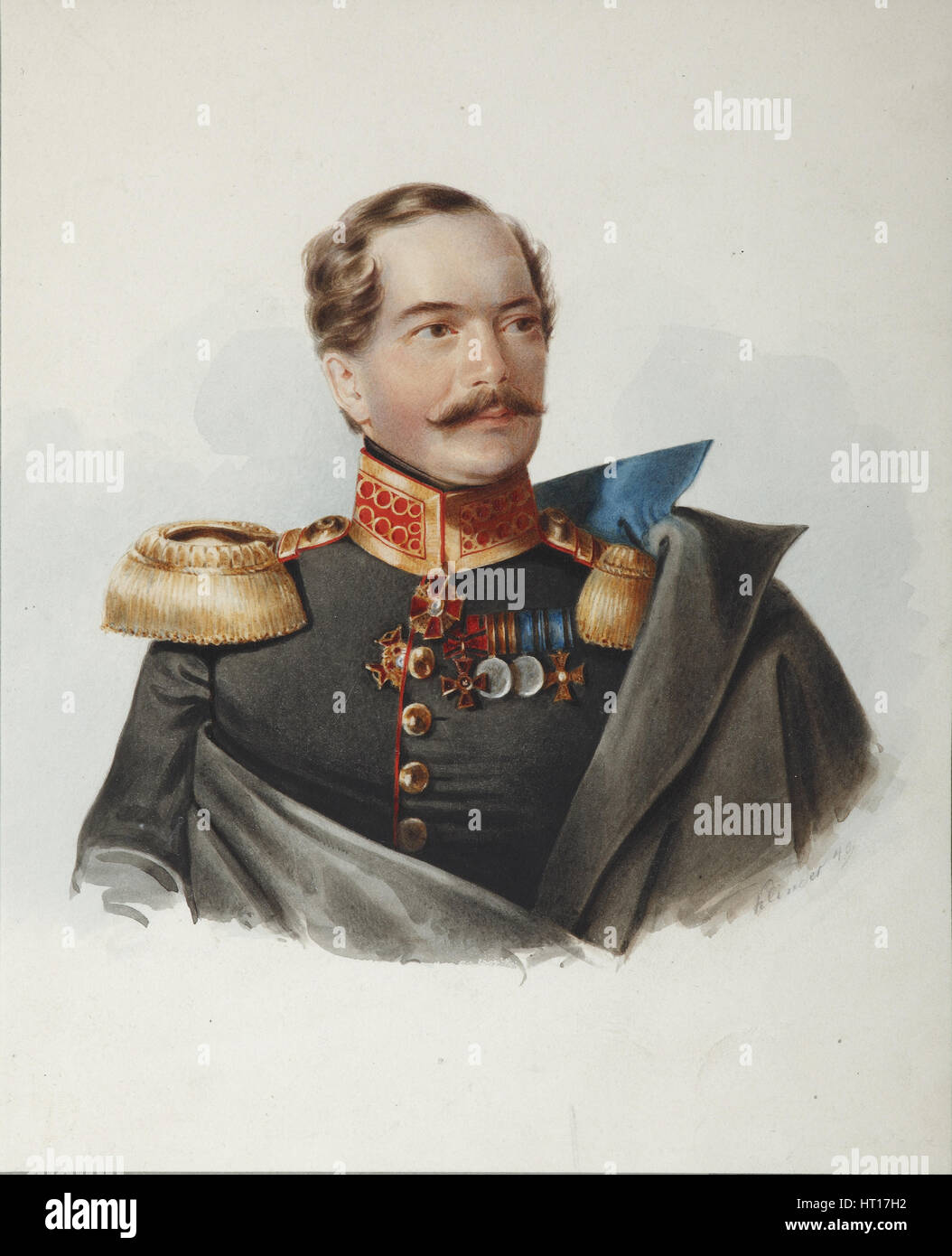 Porträt von Graf Dmitri Alexeevich Shcherbatov (1818-1881), 1849. Künstler: Klünder, Alexander Iwanowitsch (1802-1875) Stockfoto