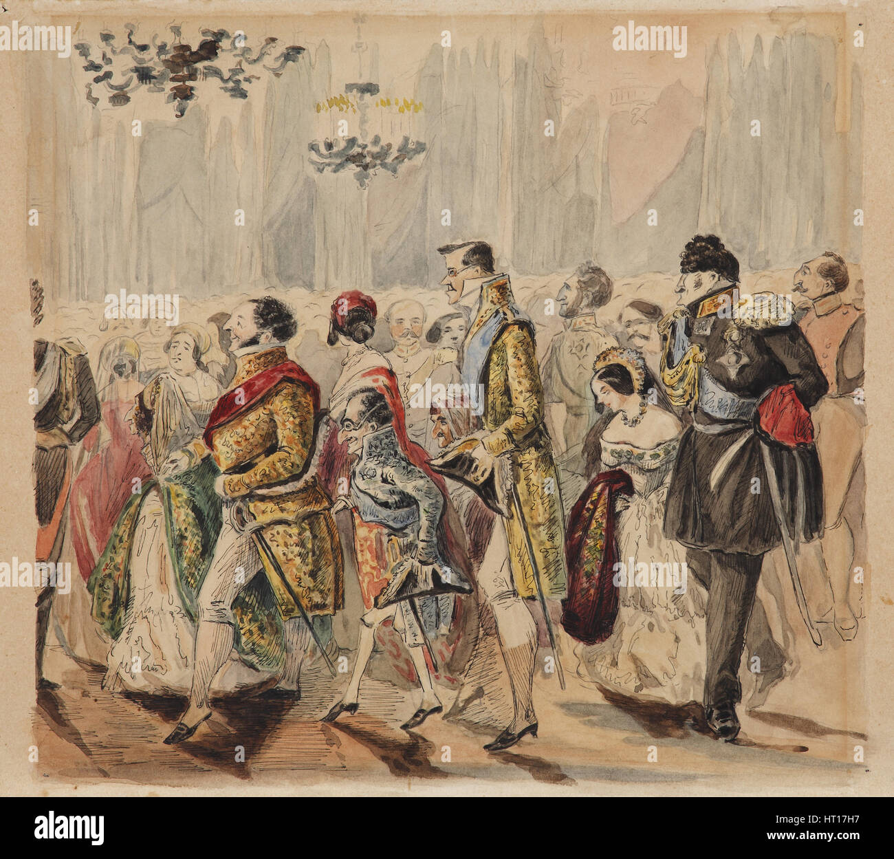 High Society Ball, ersten Viertel des 19. Jahrhunderts. Künstler: Baranov, Vasili Venediktovich (1792-1836) Stockfoto