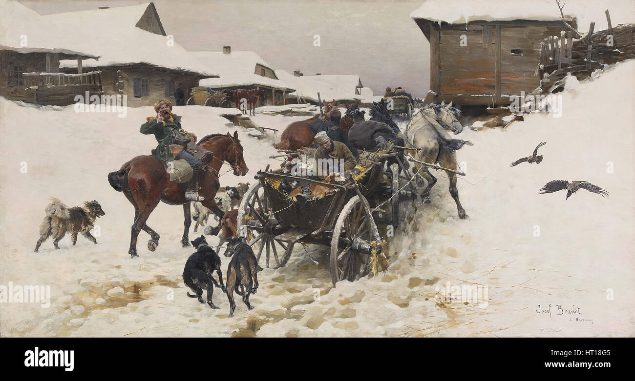 Ausgangspunkt für die Jagd. Künstler: Brandt, Jozef (1841-1915) Stockfoto