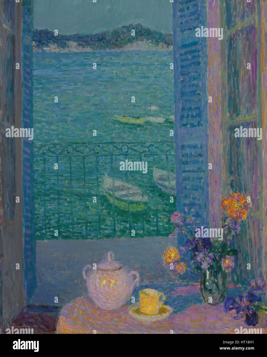 Blumen am Fenster, Villefranche-Sur-Mer, 1928. Künstler: Le Sidaner, Henri (1862-1939) Stockfoto