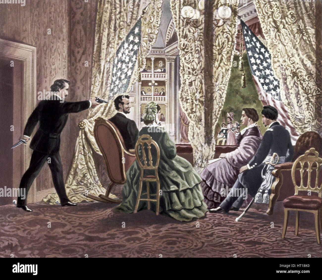 Die Ermordung von Abraham Lincoln, 1865. Künstler: anonym Stockfoto
