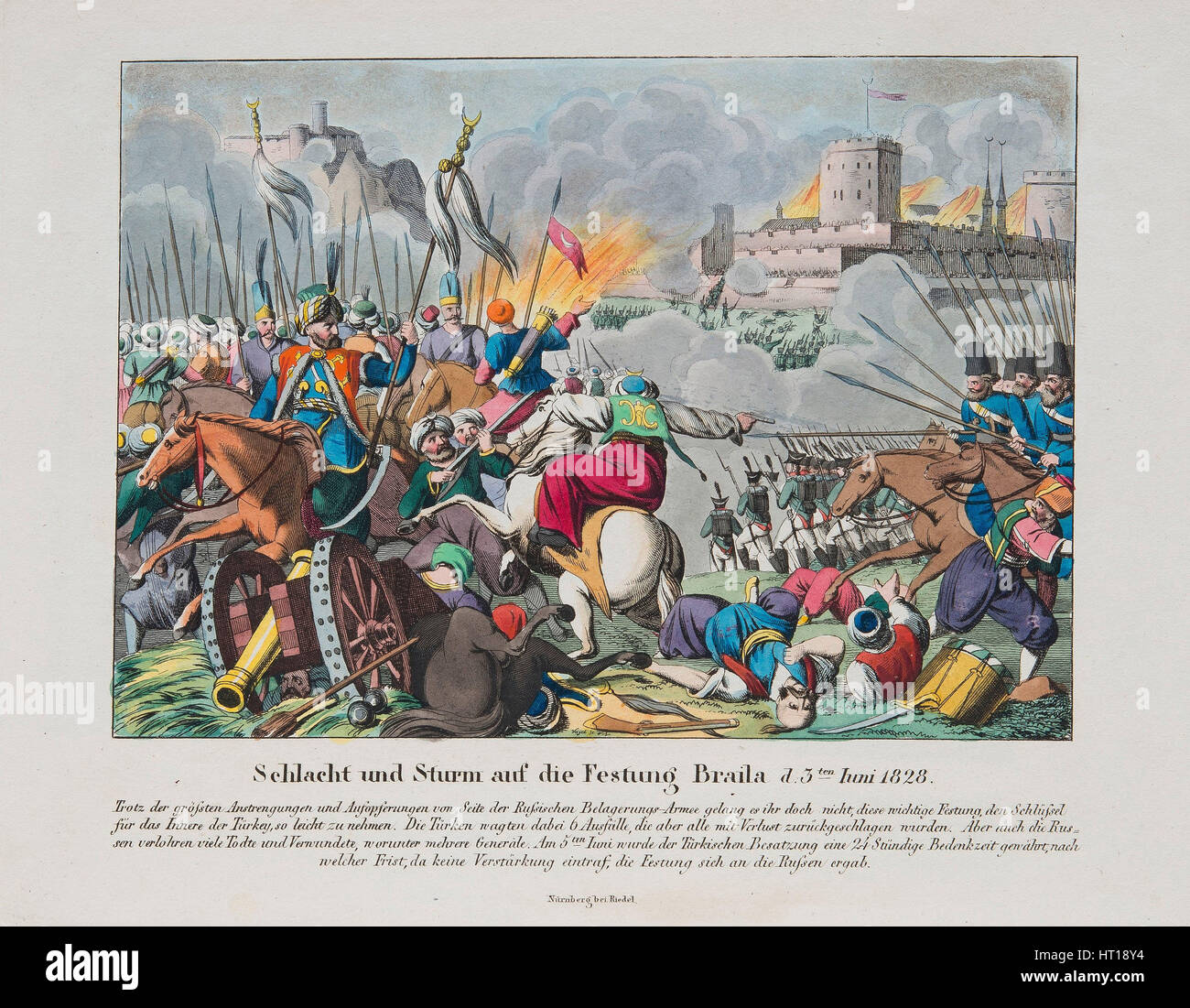 Die Erstürmung der Festung Brailov am 15. Juni 1828, c. 1830. Künstler: anonym Stockfoto
