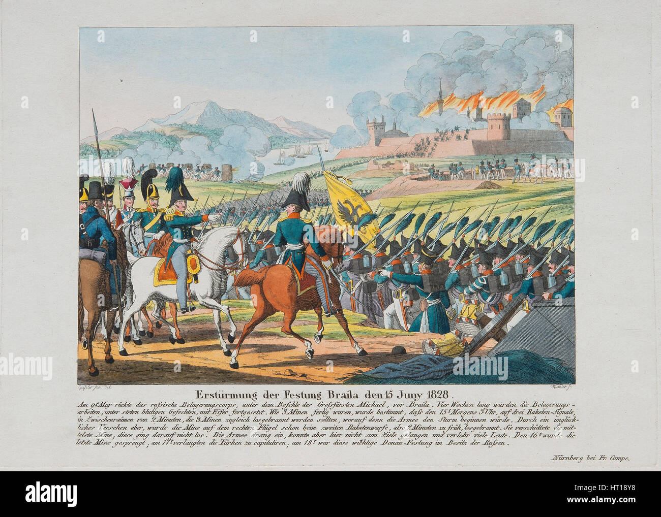 Die Erstürmung der Festung Brailov am 15. Juni 1828, c. 1830. Künstler: Campe, August Friedrich Andreas (1777 – 1846) Stockfoto