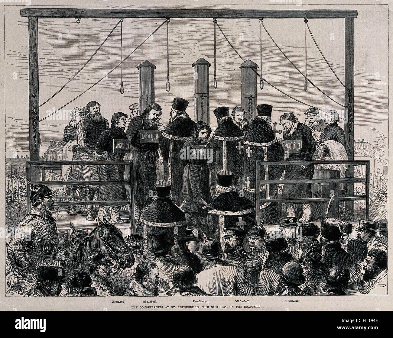 Die Ausführung der Nihilisten, ca. 1881. Künstler: anonym Stockfoto