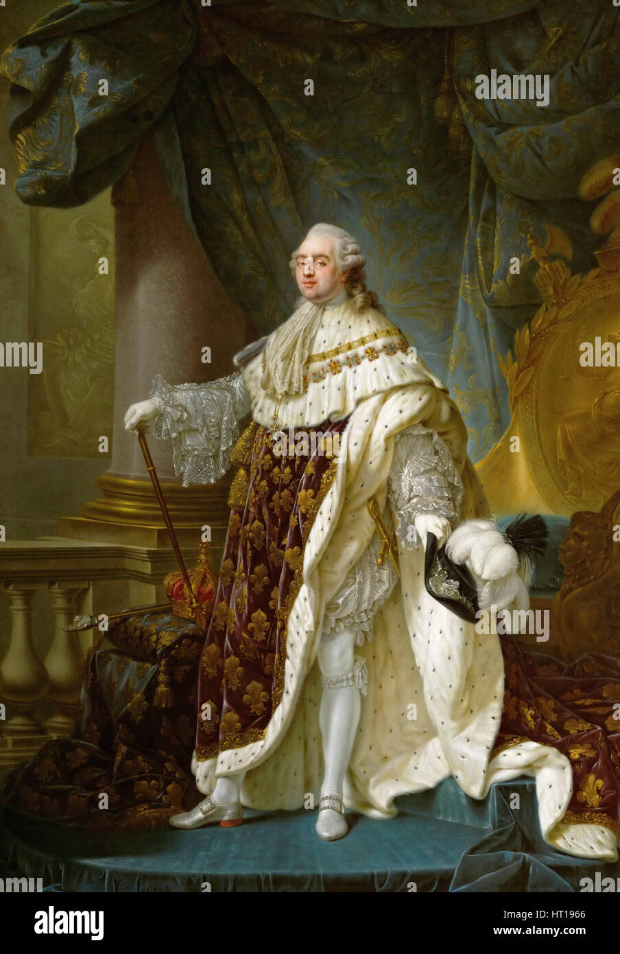 Porträt des Königs Louis XVI (1754-1793) in seiner Krönung Roben, 1779. Artist: Callet, Antoine-François (1741-1823) Stockfoto