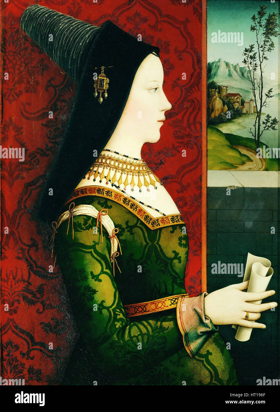 Porträt der Herzogin Maria von Burgund (1457-1482), um 1500. Künstler: Reiser, Niklas (aktive 1498-1512) Stockfoto