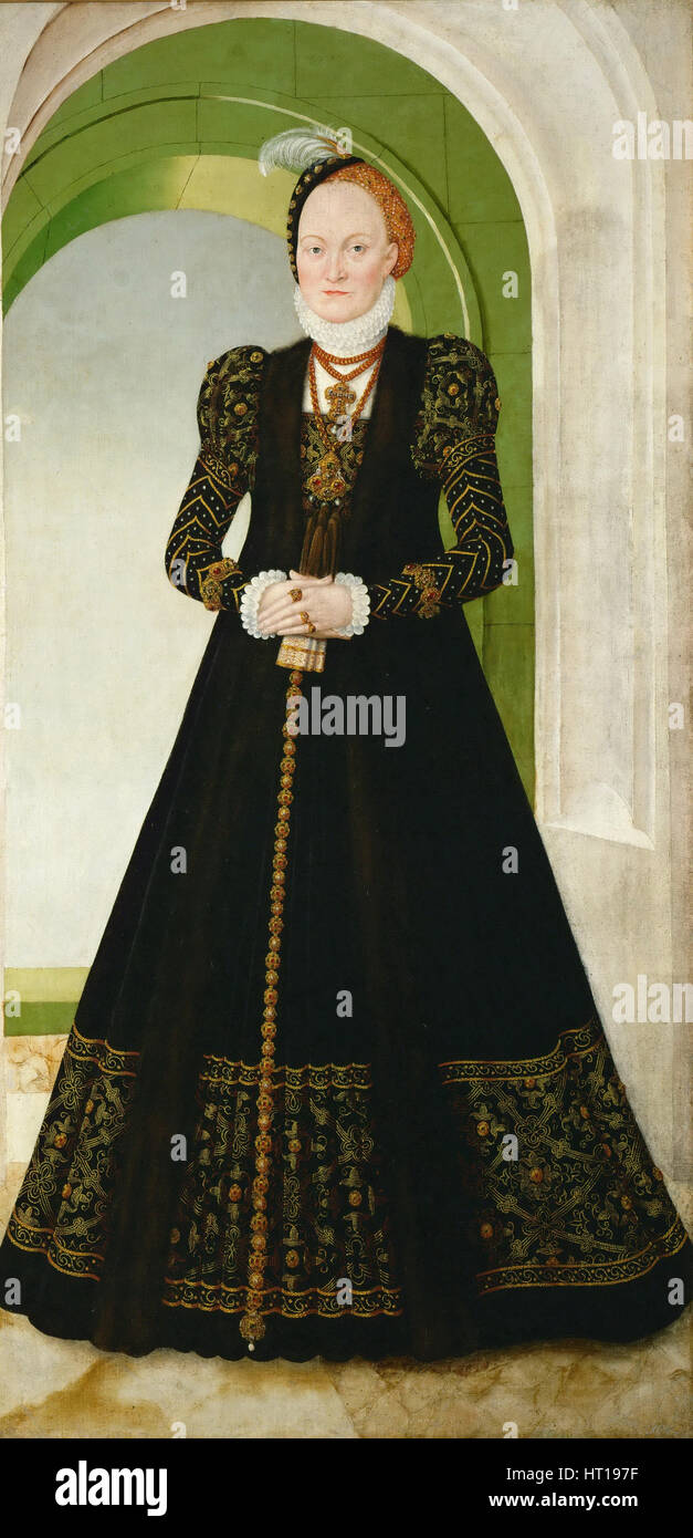 Anna von Dänemark (1532-1585), Kurfürstin von Sachsen, nach 1565. Künstler: Cranach, Lucas, der jüngere (1515-1586) Stockfoto