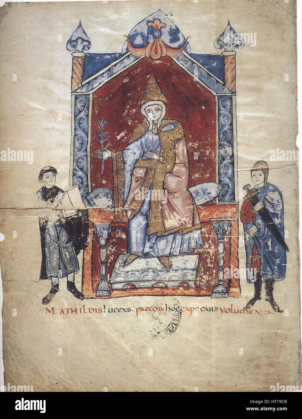 Matilda von Toskana (Aus: Vita Mathildis di Donizone di Canossa), zwischen 1111 und 1115. Artist: Donizone di Canossa (aktive Anfang des 12. Cen.) Stockfoto