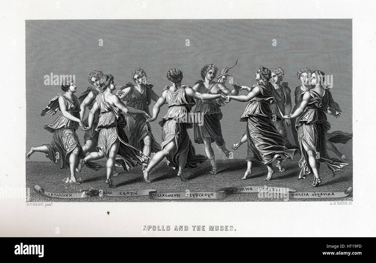 Apollo und den Musen (nach Giulio Romano), 1882. Künstler: anonym Stockfoto