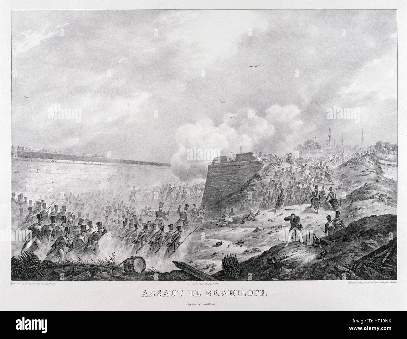 Die Erstürmung der Festung Brailov am 15. Juni 1828, 1829. Künstler: Beggrov, Karl Petrowitsch (1799-1875) Stockfoto