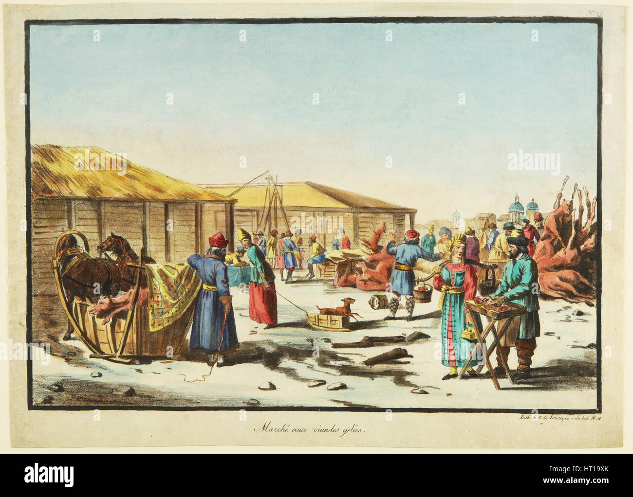 Tiefgefrorenes Fleisch Markt, ca. 1814. Künstler: anonym Stockfoto