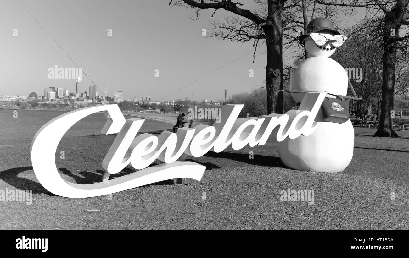 Cleveland, Ohio, USA Skyline vom Stadtpark Stockfoto