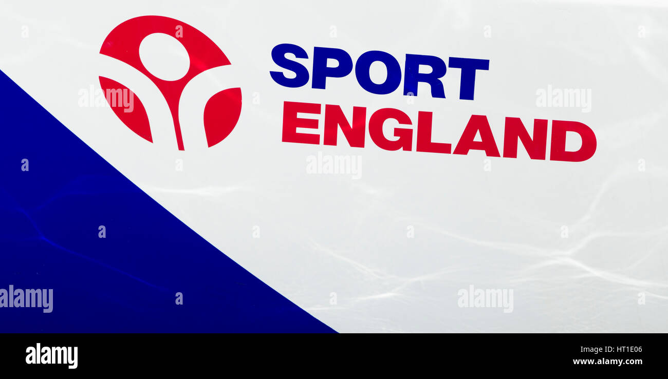 Sport England Logo auf Yacht am ARC Transatlantic Race/Rally teilnehmen. Stockfoto