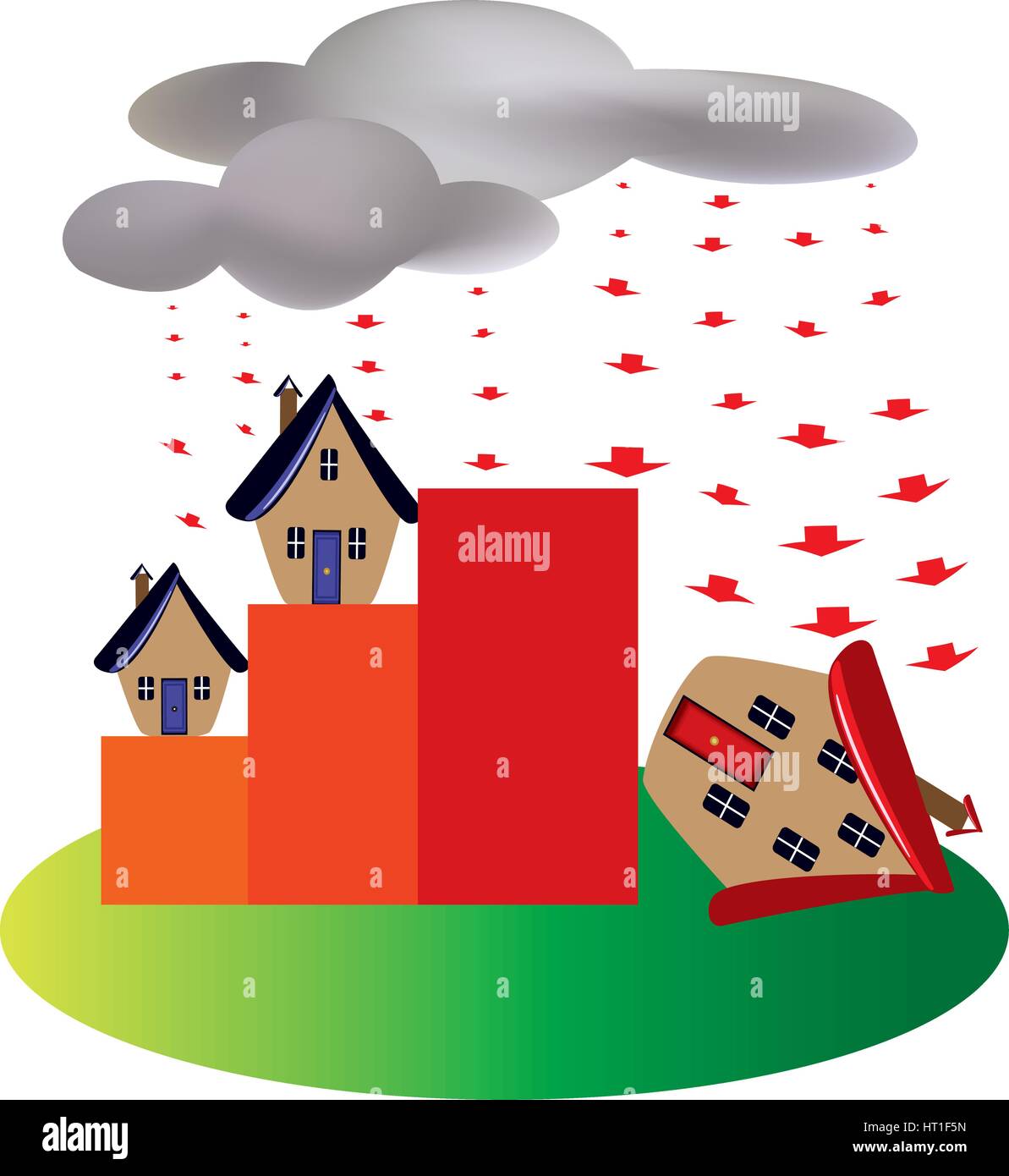Haus, Illustration, Markt, Verkauf, Immobilien, Finanzen, Gehäuse, Geschäft, Immobilien, Investition, Rückgang, Verlust, Hypothek, Erfolg, verkaufen, Wohn-, Stock Vektor