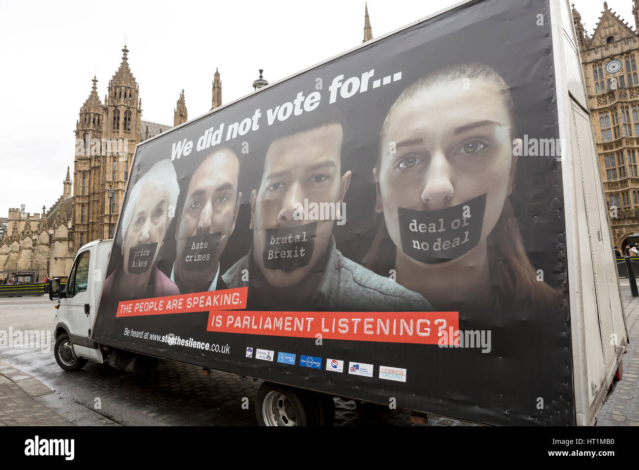 Stoppen Sie die Stille. Eine Kampagne wurde gestartet, in London, für Menschen einzutreten, deren Stimme in der Brexit-Prozess gehört werden wollen. Stockfoto