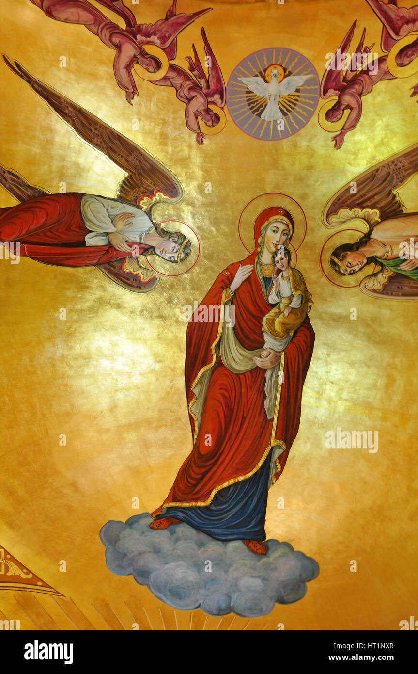 CLUJ - 14 SEPTEMBER: Frische Wandmalereien in die neu erbaute griechisch-katholische Kirche. Rumänien hat die höchste Anzahl von Kirchen pro Kopf in Europa. Auf Se Stockfoto