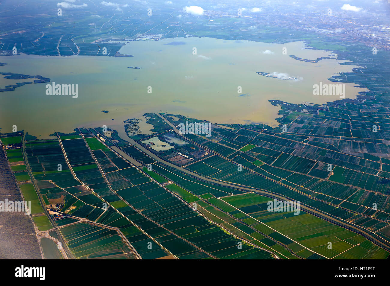 Abufera See in Valencia Antenne West Seitenansicht in Spanien Stockfoto