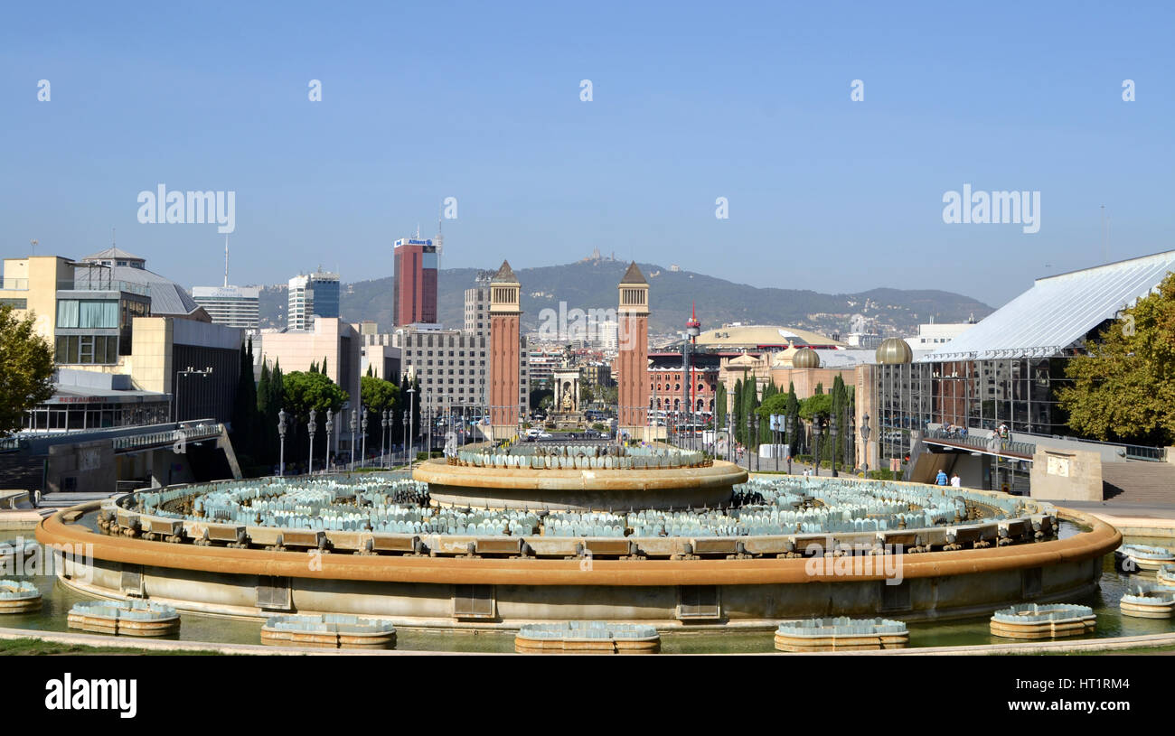 Der magische Brunnen in Barcelona, Spanien Stockfoto