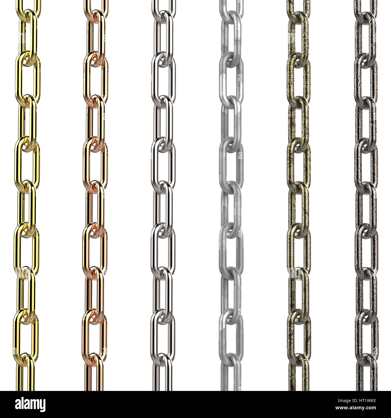 3D Rendering Metallketten isoliert auf weiss Stockfoto