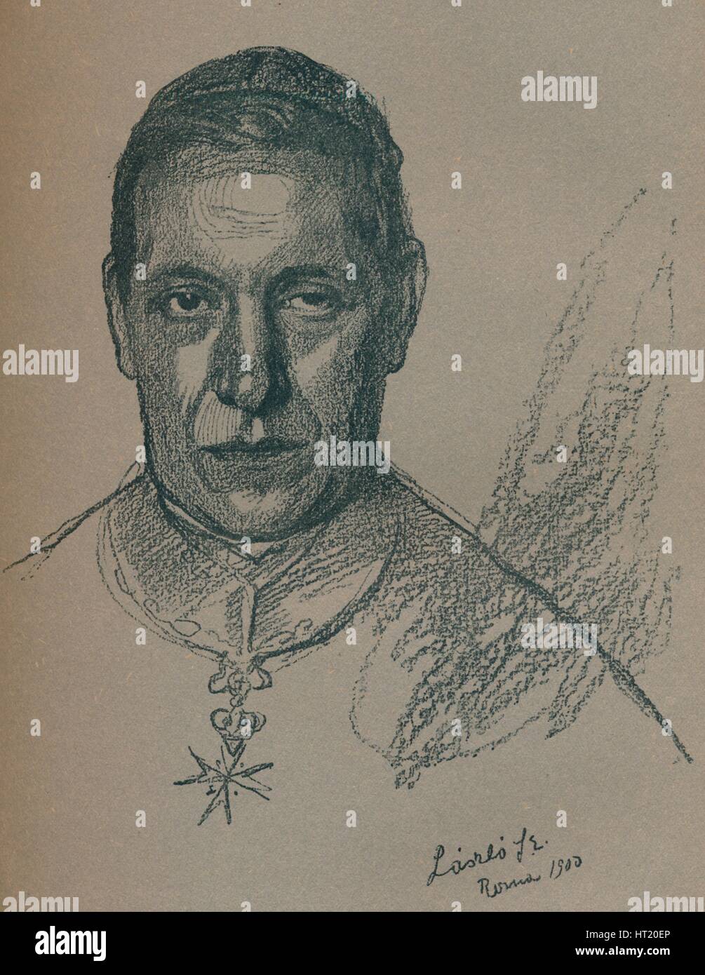 "Skizze-Porträt von seiner Eminenz Kardinal Rampolla", 1900 (1901-1902). Künstler: Fulop Laszlo, Philip A de Laszlo. Stockfoto