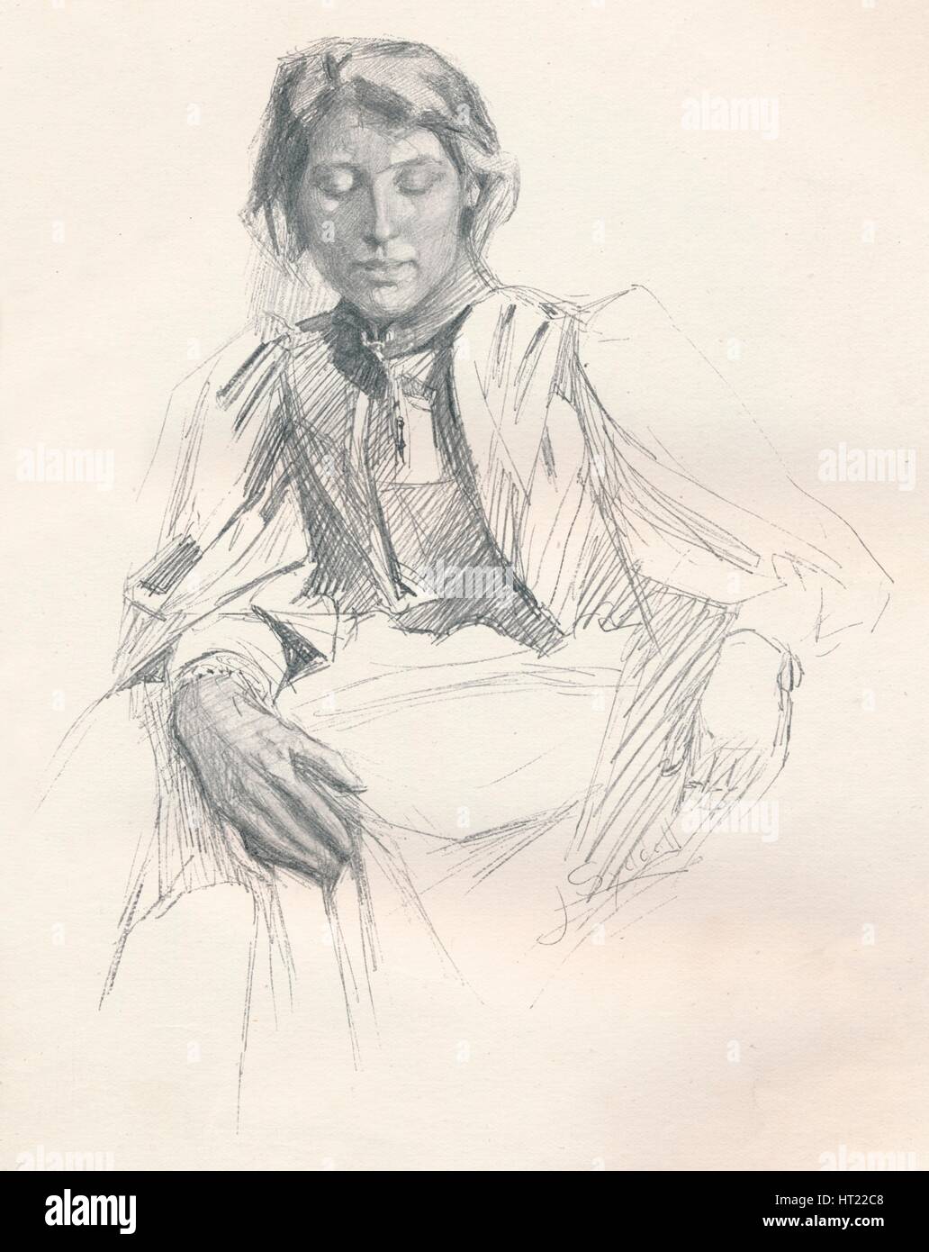 "Studie in Bleistift", c1897. Künstler: Joseph Syddall. Stockfoto