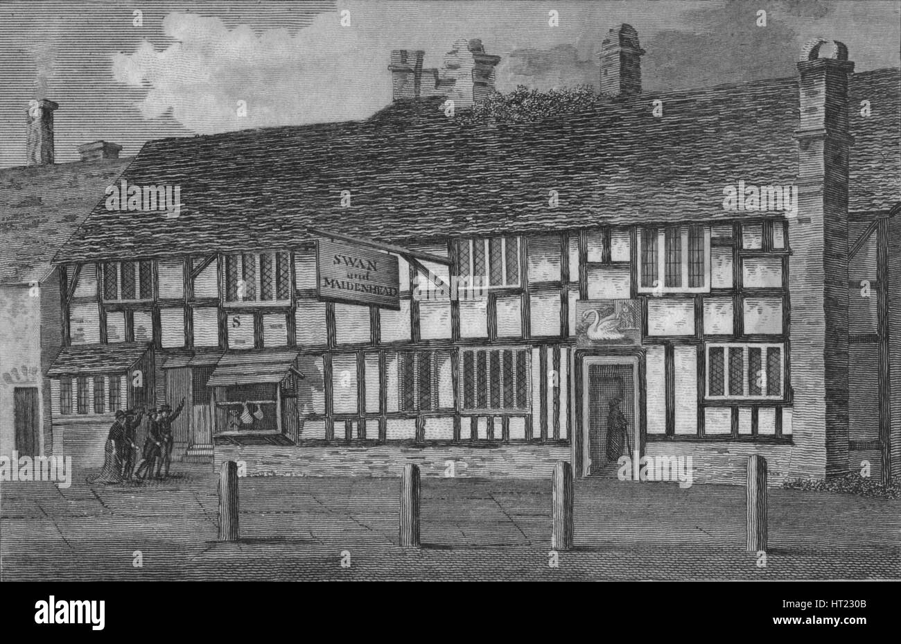 Ein Blick auf das Haus, in dem William Shakespeare geboren wurde, 1806. Künstler: James Basire II. Stockfoto