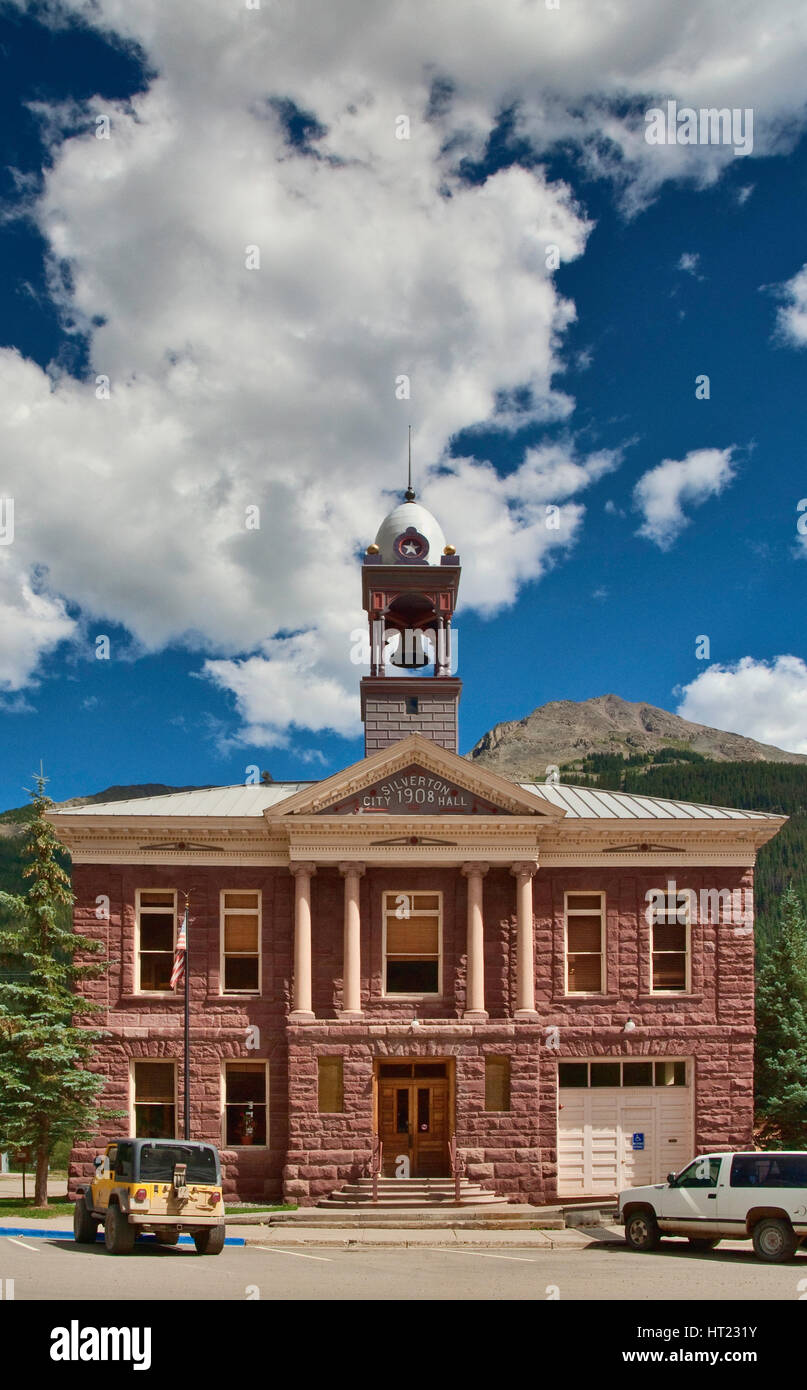 Historisches Rathaus im neoklassizistischen Stil, an der Greene Street, Silverton, Colorado, USA Stockfoto