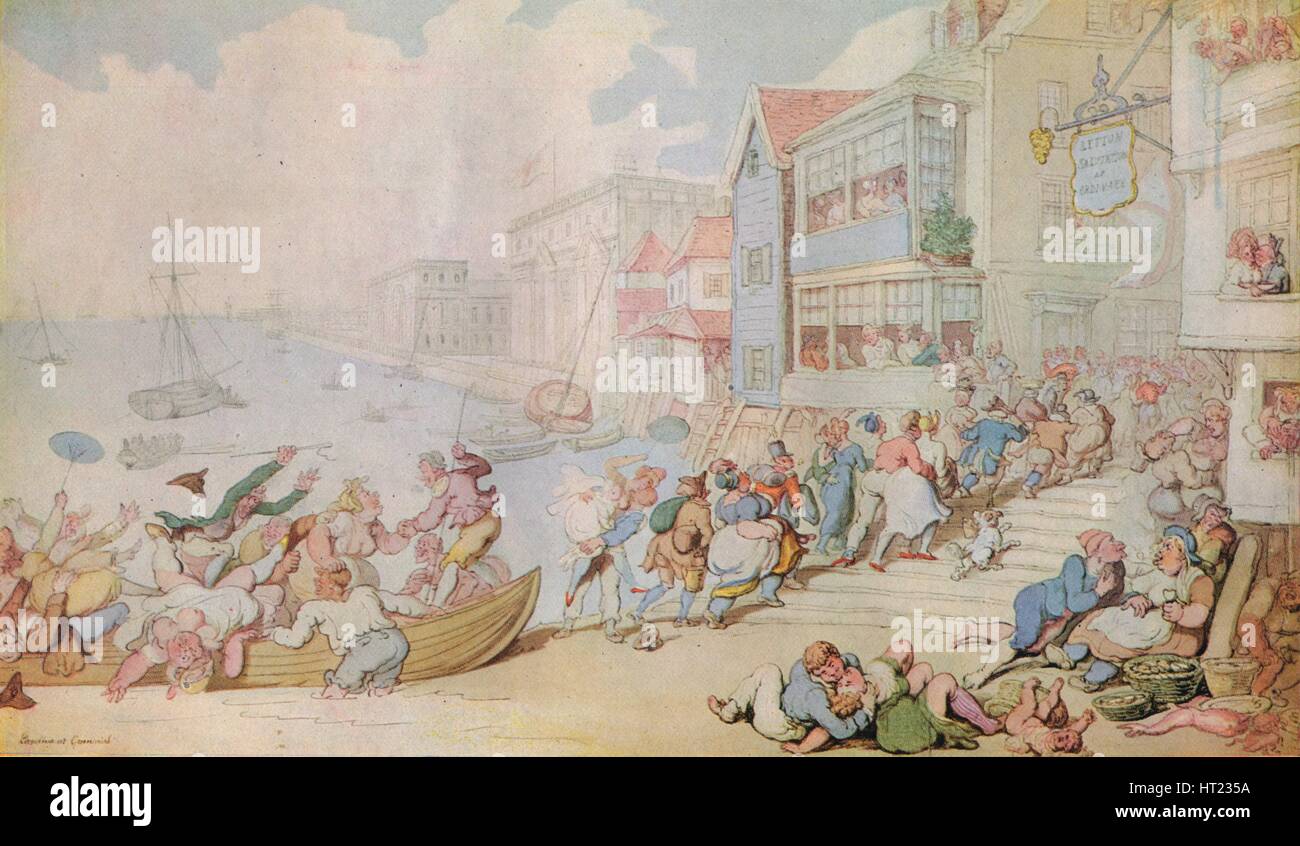 "Landung in Greenwich", c1780. Künstler: Thomas Rowlandson. Stockfoto