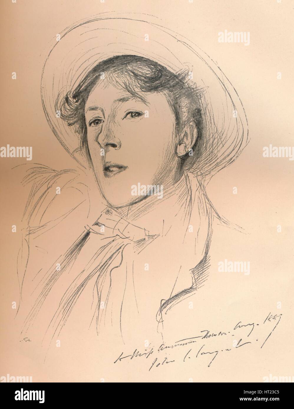 "Porträt Skizze von Miss Violet Paget (Vernon Lee)", c1881. Künstler: John Singer Sargent. Stockfoto
