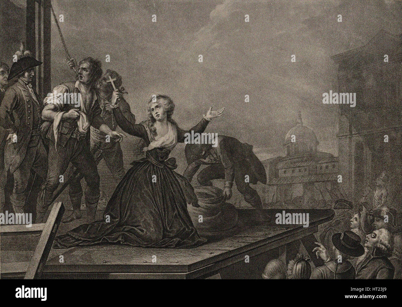 Madame Élisabeth de France, die Schwester des Königs, vor der Guillotine am 10. Mai 1794, c. 1795. Artist: Lasinio, Carlo (1759-1838) Stockfoto