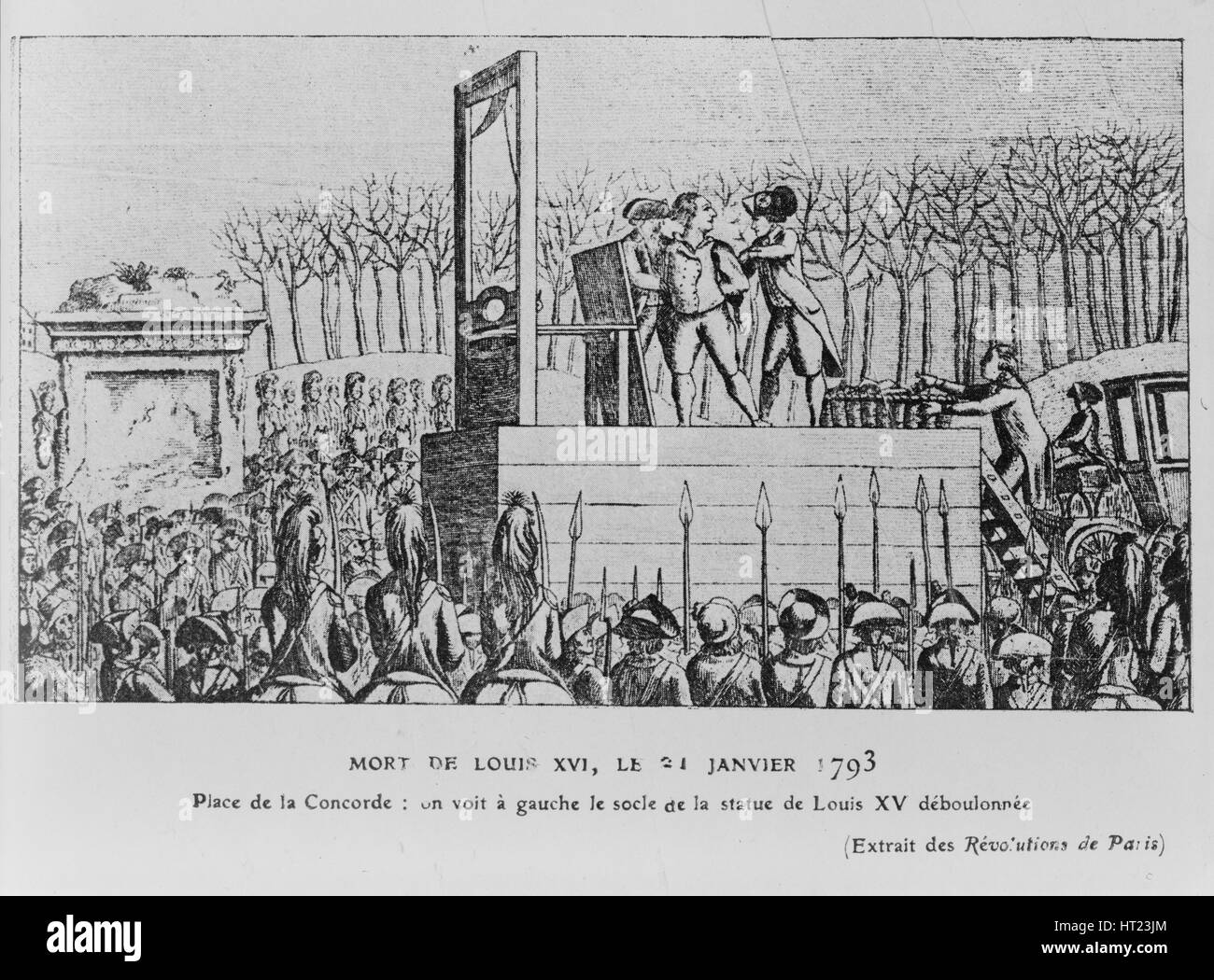 Die Durchführung von Louis XVI in Place De La Revolution am 21. Januar 1793, c. 1793. Künstler: anonym Stockfoto