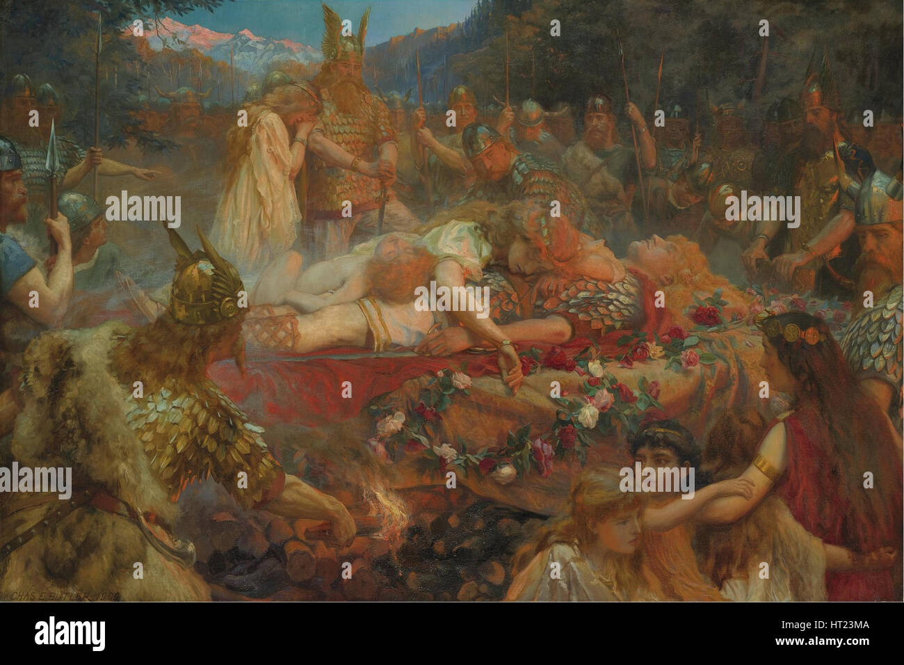 Tod von ein Wikinger-Krieger, 1909. Künstler: Butler, Charles Ernest (1864 – 1933) Stockfoto