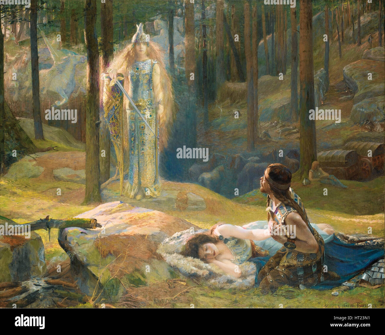 Die Offenbarung. Brunhilde sehen, Siegmund und Sieglinde, 1893. Künstler: Bussière, Gaston (1862-1928) Stockfoto