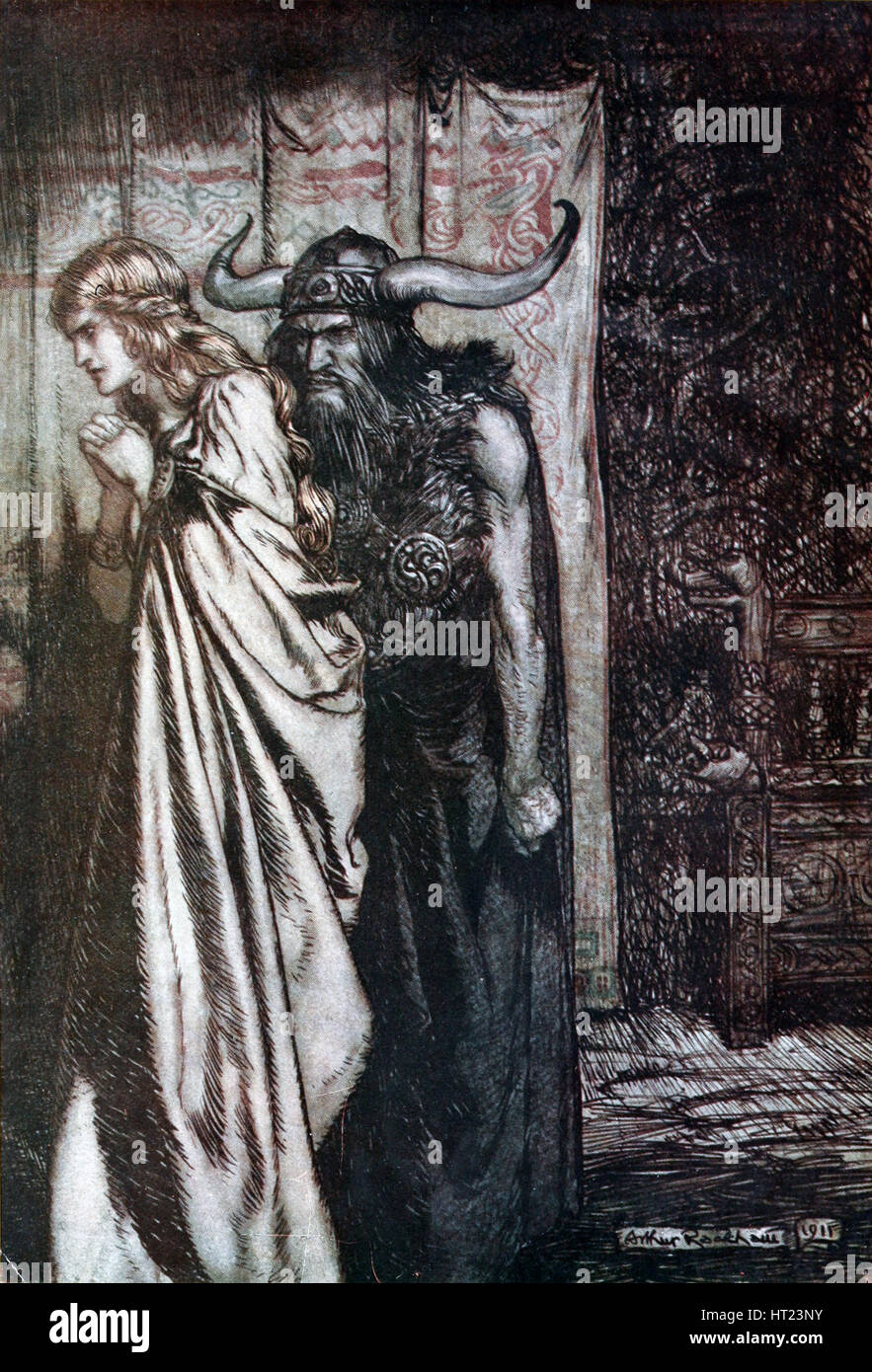 O Frau verraten ich rächen wird sie Vertrauen getäuscht! Abbildung für Siegfried und der Twilight von t Artist: Rackham, Arthur (1867-1939) Stockfoto