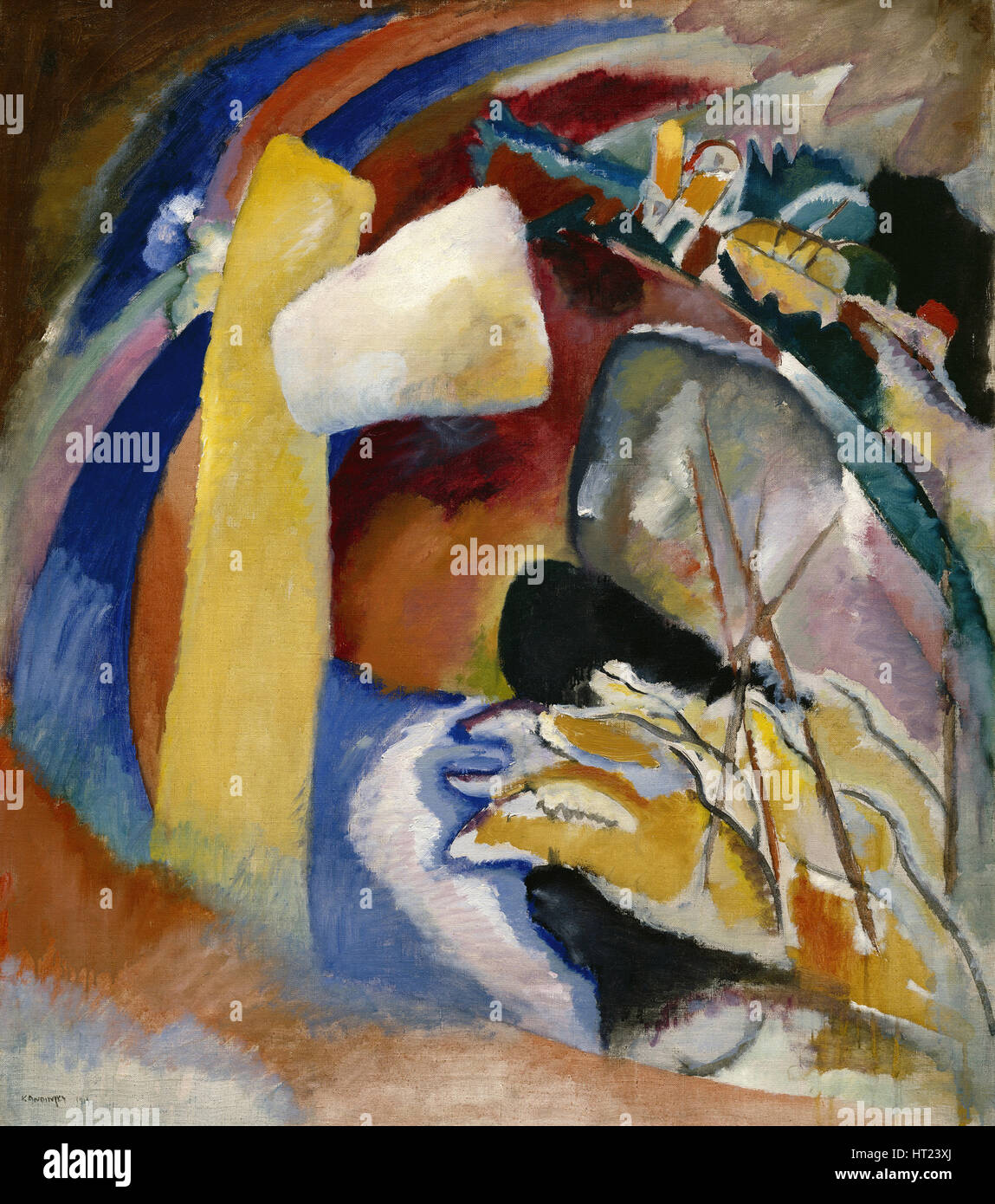 Studie für die Malerei mit weißen Form, 1913. Künstler: Kandinsky, Wassily Wassiljewitsch (1866-1944) Stockfoto