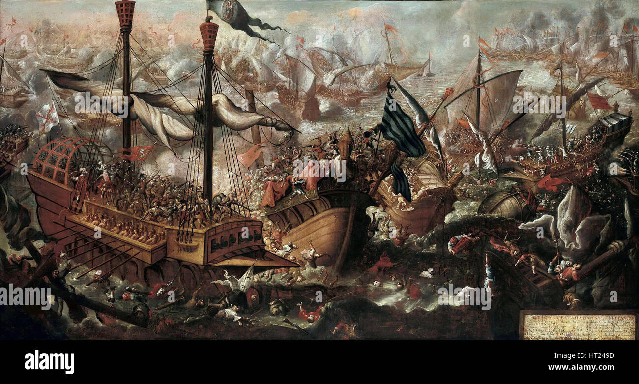 Die Schlacht von Lepanto, 17. Jahrhundert. Künstler: anonym Stockfoto