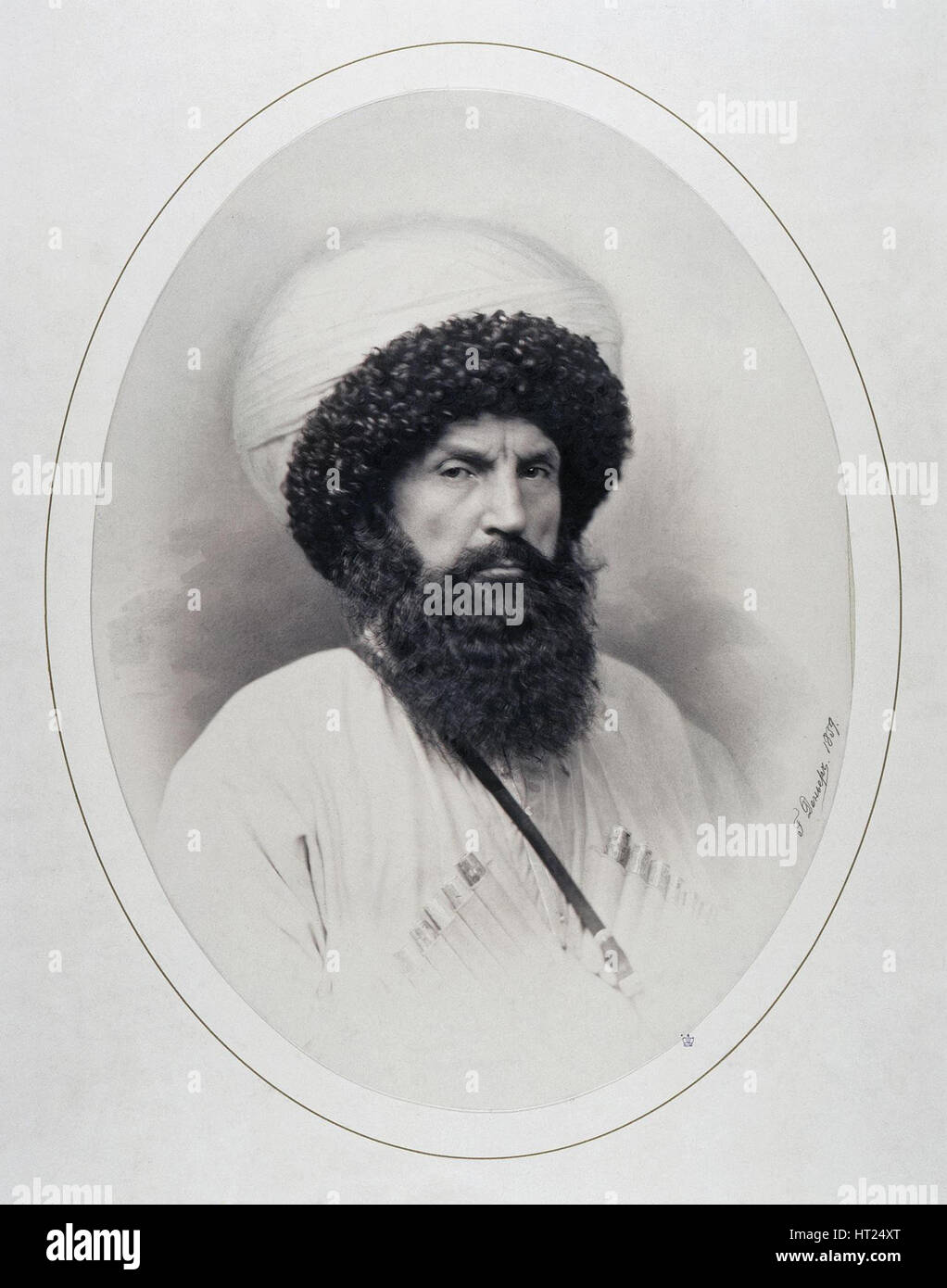 Porträt des Imam Schamil (1797-1871), 1859. Künstler: Deniere, Andrei (Heinrich-Johann) (1820 – 1892) Stockfoto