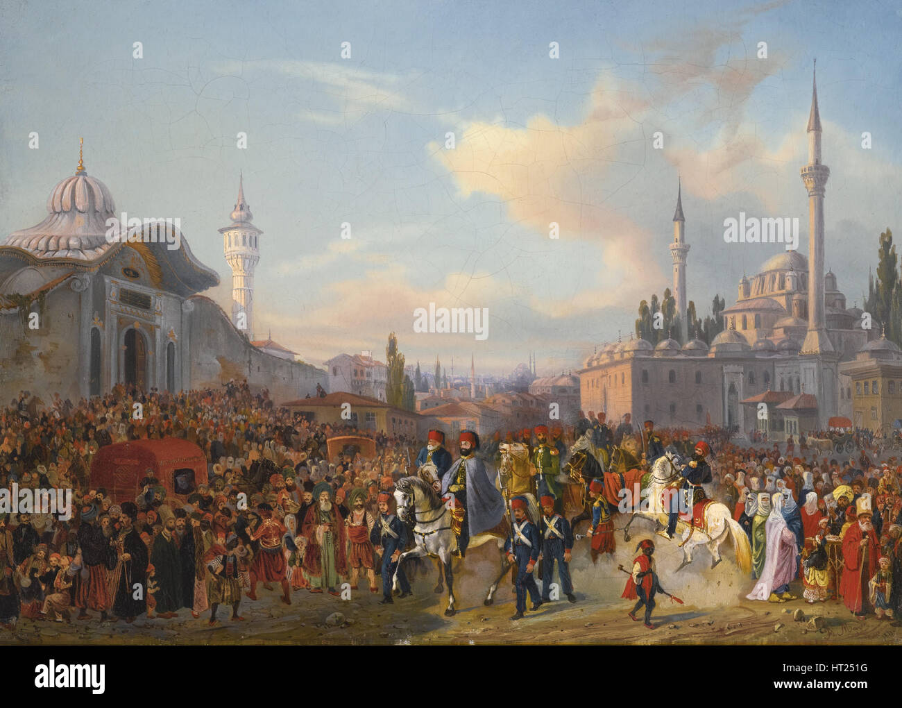 Sultan Mahmud II verlassen die Bayezid Moschee, Konstantinopel, 1837. Künstler: Mayer, Auguste (1805-1890) Stockfoto