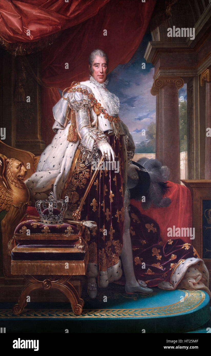 Porträt von König Charles X von Frankreich in seiner Krönung Roben, c1824.  Künstler: Francois Pascal Simon Gerard. Stockfoto