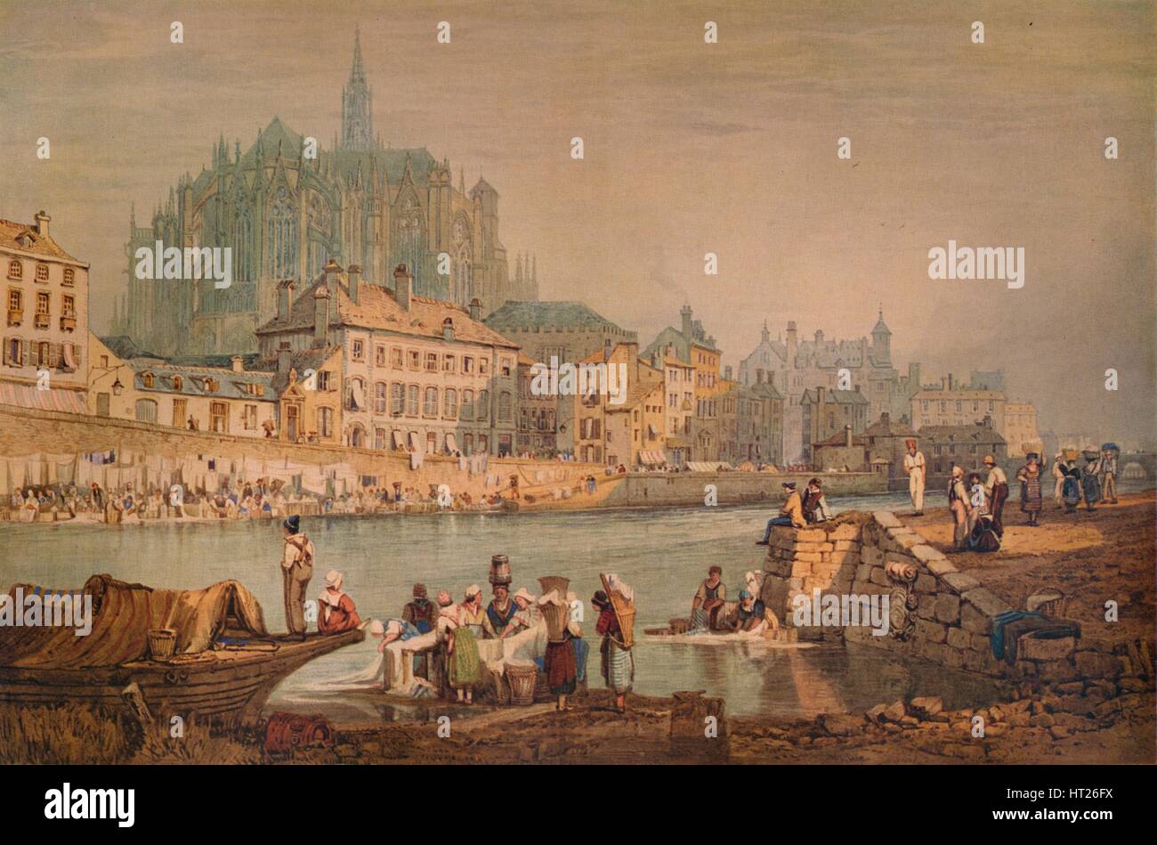 "Dom Stadt am Fluss", c1825. Künstler: Samuel Prout. Stockfoto